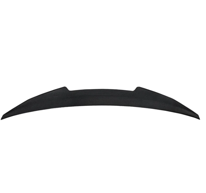 Curved black carbon fiber spoiler for vehicle performance