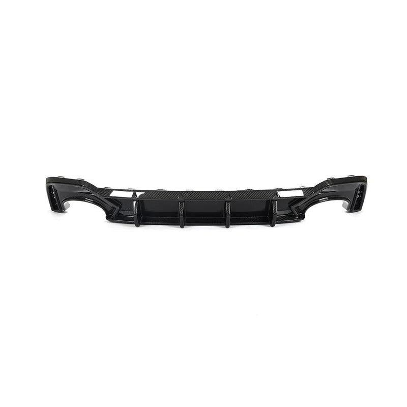 Carbon fiber car rear diffuser with side fins and reflectors