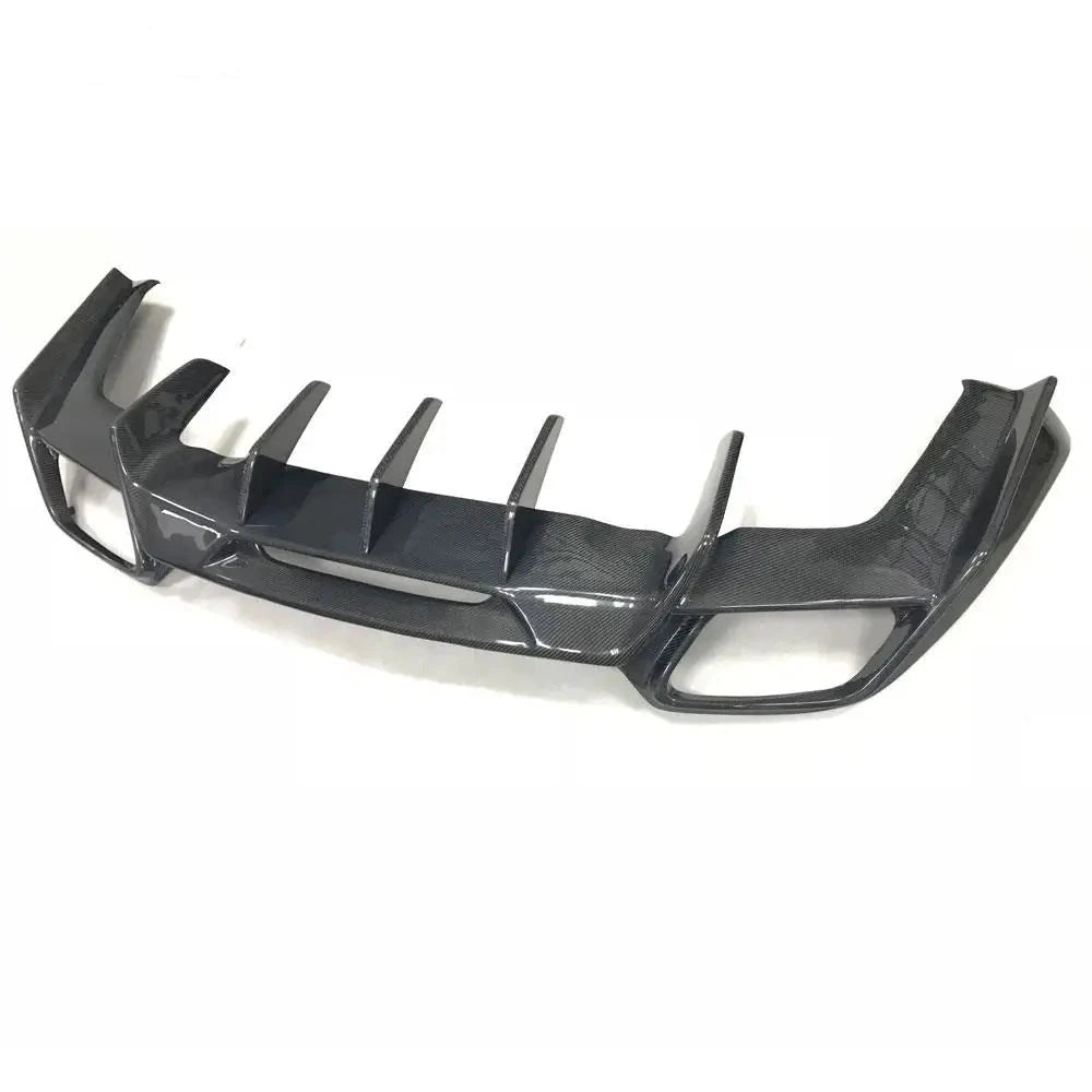 Carbon fiber front bumper for performance cars with aerodynamic features