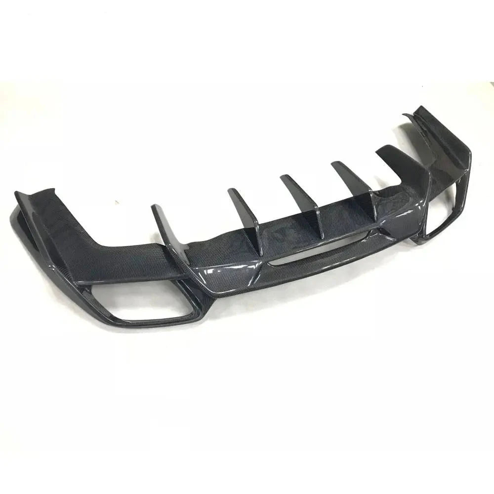 Carbon fiber front bumper for performance cars with aerodynamic features