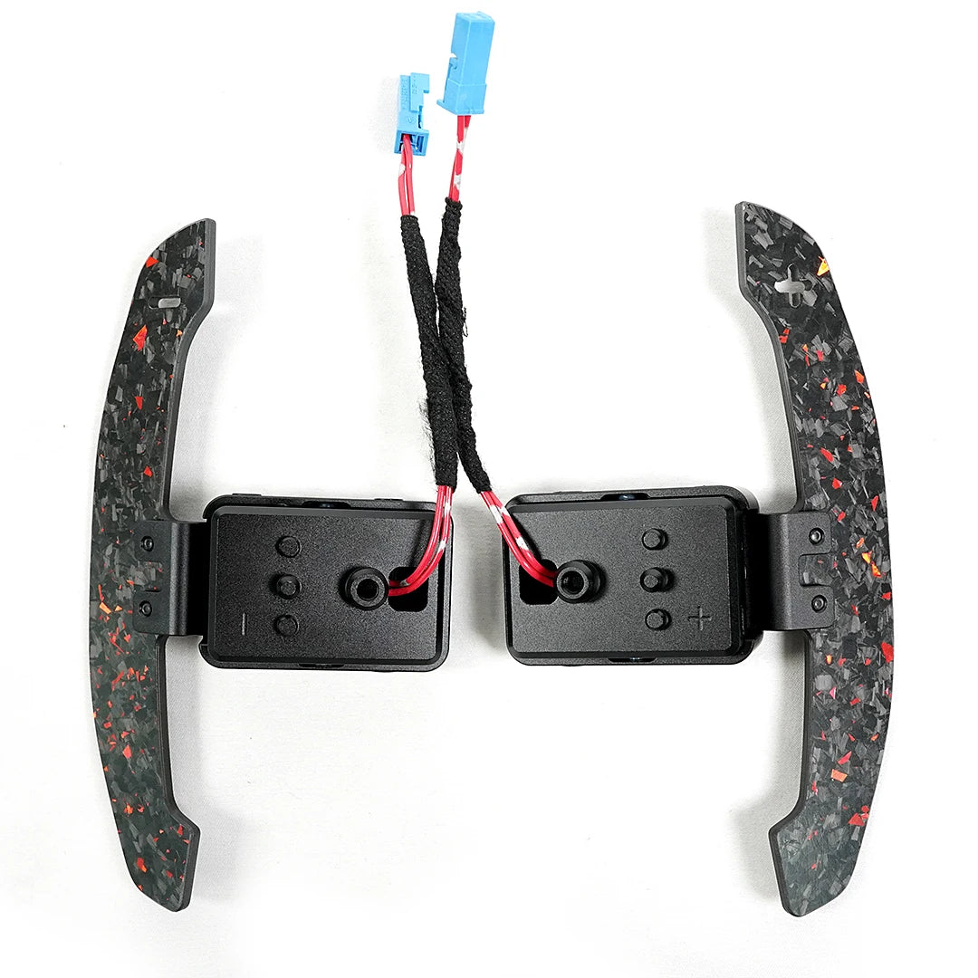 Carbon fiber paddle shifters with electronic connections