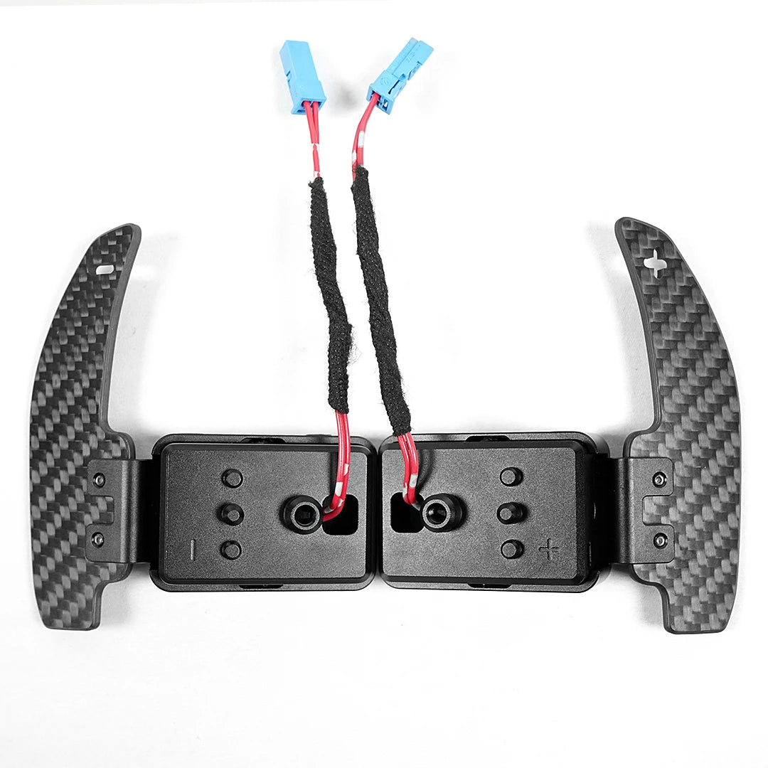 Carbon fiber paddle shifters with electronic connections