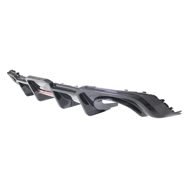 Carbon fiber rear diffuser with curved ends and central section