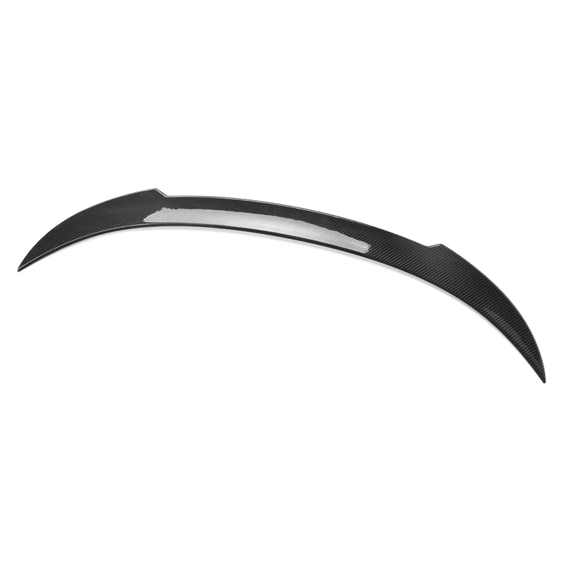 Curved black dry carbon fiber automotive spoiler rear wing