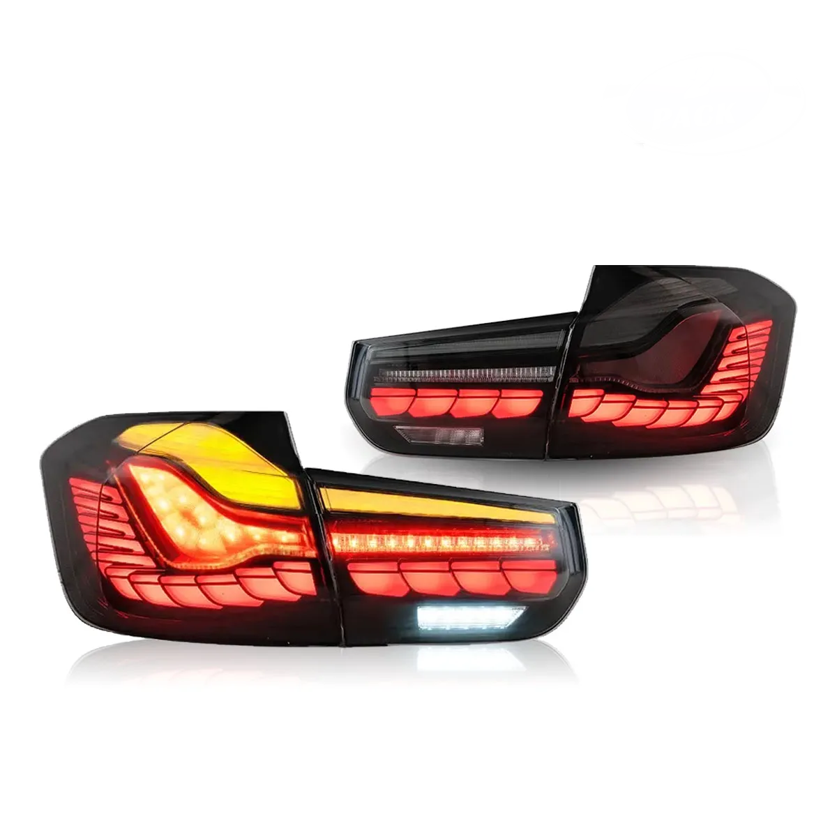 Gts tail lights with curved design and bright red illumination