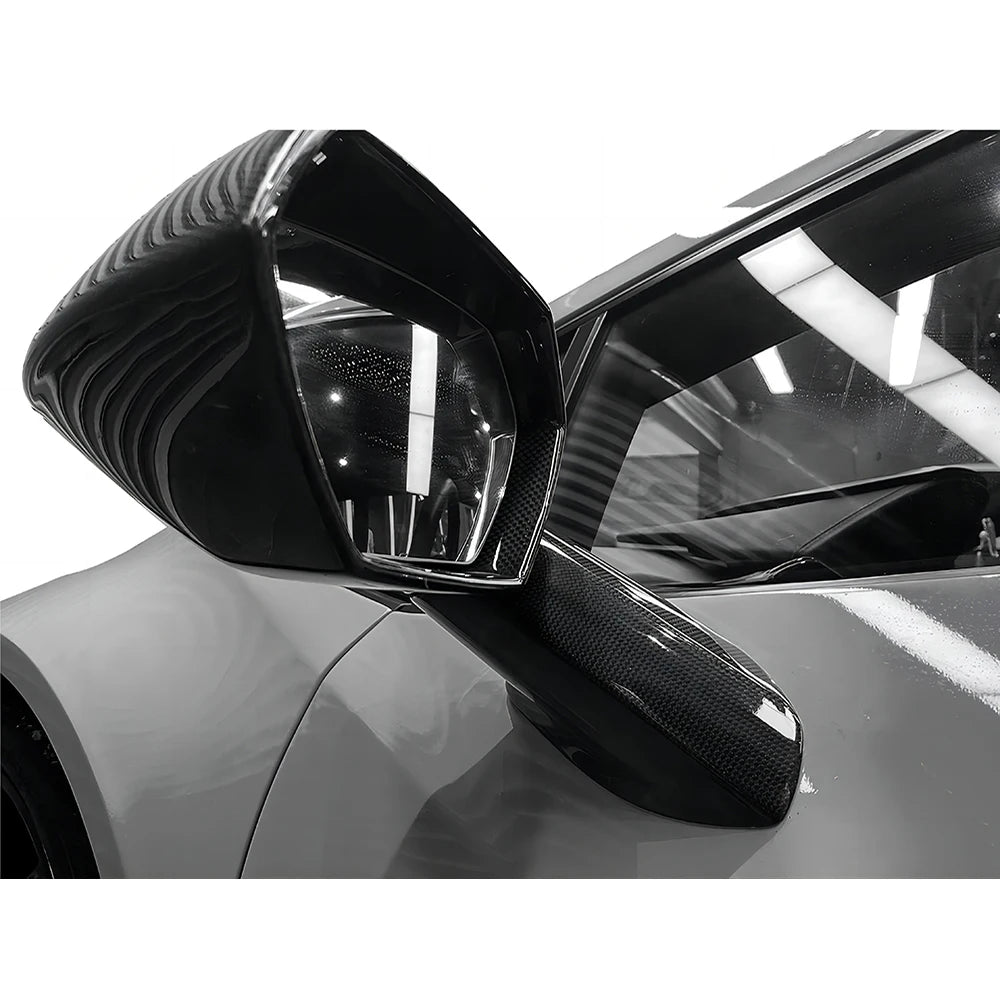 Black dry carbon fiber side mirror covers for vehicles