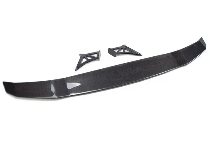 Curved black rear wing spoiler with mounting brackets for decoration