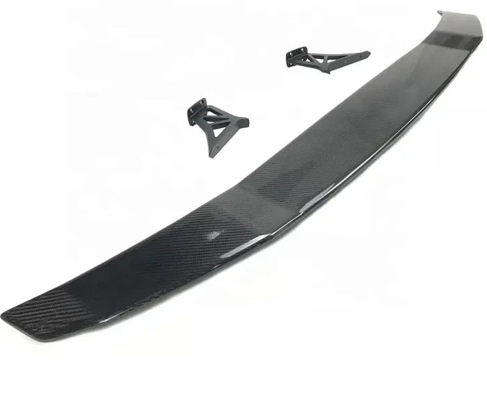 Curved black rear wing spoiler with mounting brackets for decoration