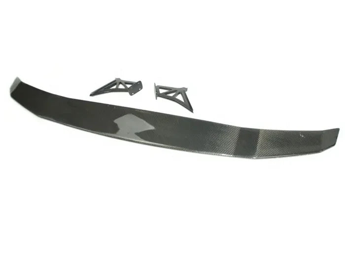 Curved black rear wing spoiler with mounting brackets for decoration