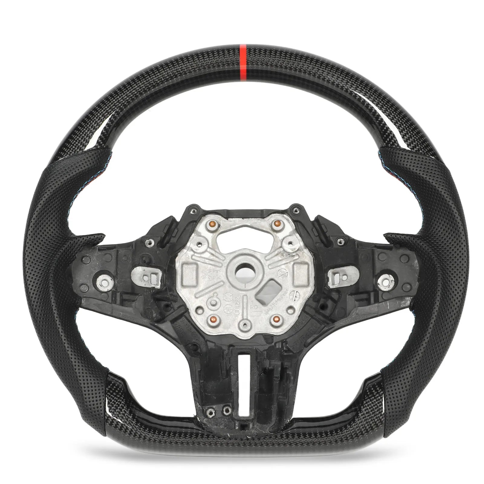 Carbon fiber racing steering wheel with red center marker