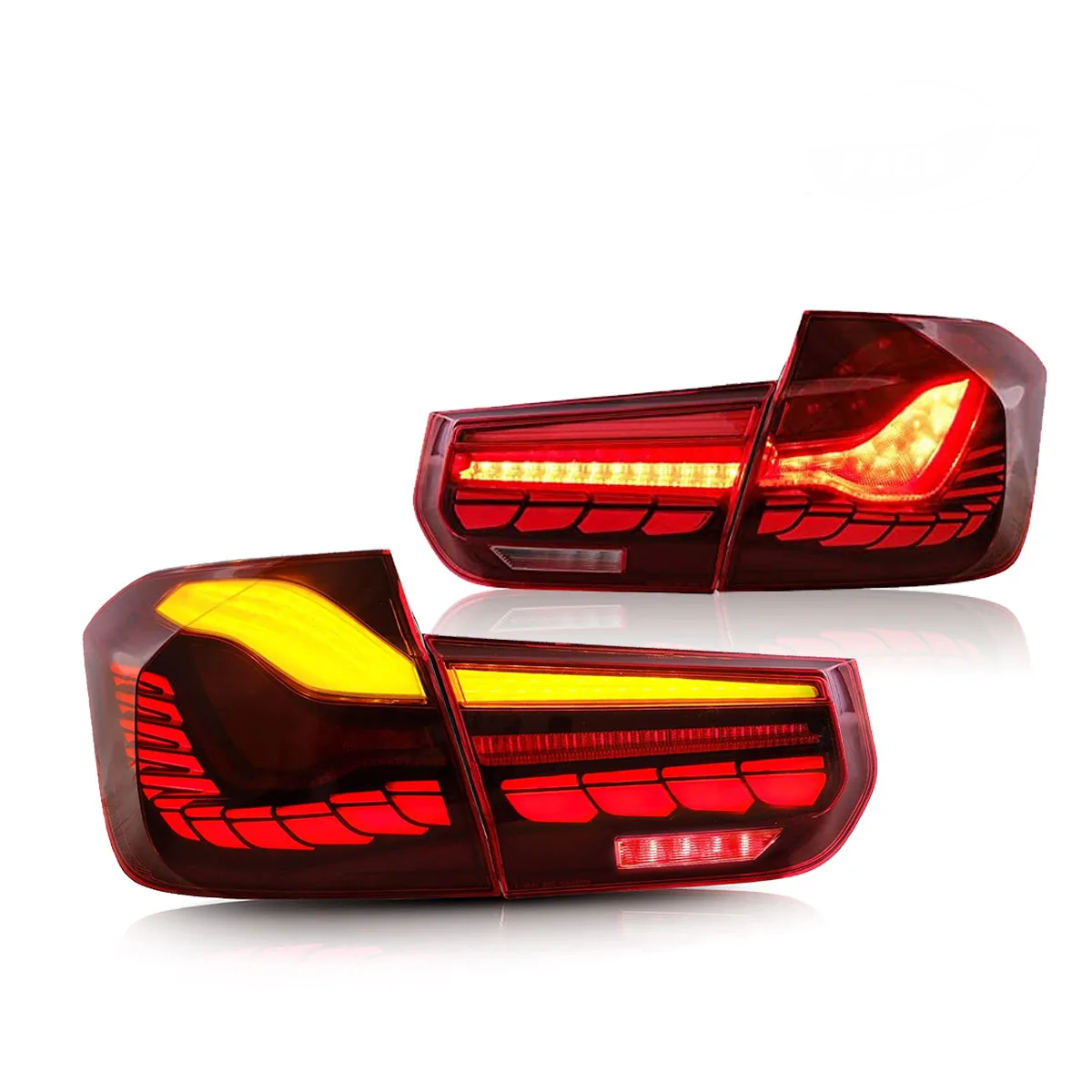 Gts tail lights with curved design and bright red illumination