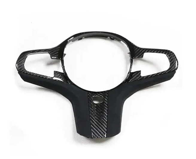 Carbon fiber steering wheel trim for enhanced vehicle style